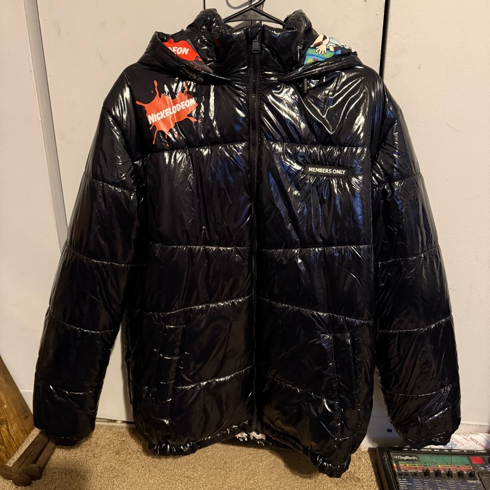 Members Only X Nickelodeon Glossy Black Puffer Jacket